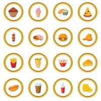 círculo de ícones de fast food