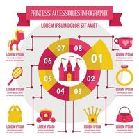 infográfico de acessórios de princesa, estilo simples vetor