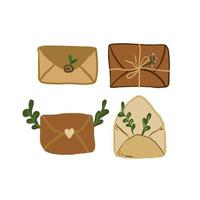 conjunto de cartas e envelopes com plantas vetor