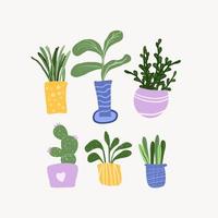 conjunto de plantas. plantas em um vaso vetor