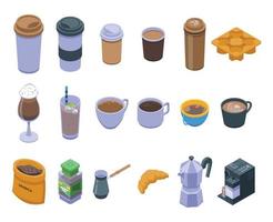 conjunto de ícones de café, estilo isométrico vetor