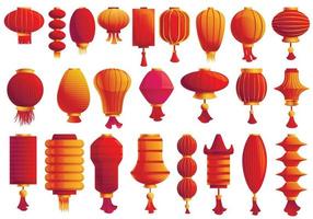 conjunto de ícones de lanterna chinesa, estilo cartoon vetor