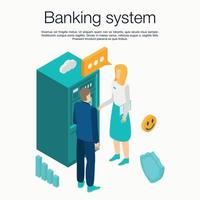 banner de conceito de sistema bancário, estilo isométrico vetor