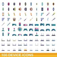 conjunto de 100 ícones de dispositivos, estilo cartoon vetor