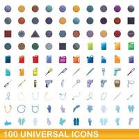 conjunto de 100 ícones universais, estilo cartoon vetor