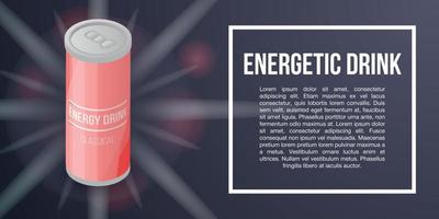 banner de conceito de lata de bebida energética, estilo isométrico