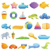 conjunto de ícones de brinquedos de banho, estilo cartoon vetor