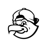 logotipo de cabeça de águia com arte de linha de chapéu vetor