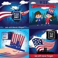 conjunto de conceito de bandeira do dia do patriota, estilo cartoon vetor