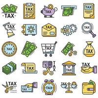 conjunto de ícones de impostos, estilo de estrutura de tópicos vetor