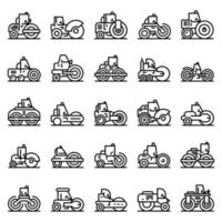 conjunto de ícones de rolo de estrada, estilo de contorno vetor