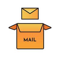 carta de e-mail em sinal de ícone de mensagem de caixa para conceito móvel e web design. marketing, propaganda, e-mail da caixa de entrada, ilustração plana de spam vetor