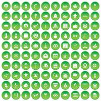 100 ícones de feriados definir círculo verde vetor