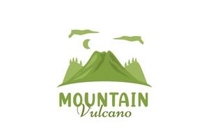 logotipo clássico montanha vulcão verde vetor