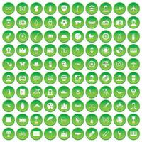 100 ícones de fotos definir círculo verde vetor