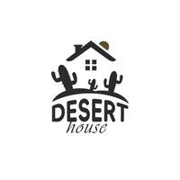 modelo minimalista de logotipo de casa no deserto vetor