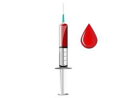 seringa de design gráfico e ilustração vetorial de sangue isolado fundo branco vetor