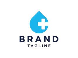 sinal de cruz branca com círculo azul isolado no fundo branco. ícone de saúde do logotipo médico. elemento de modelo de design de logotipo de vetor plano