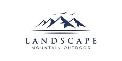 design de logotipo de montanha ao ar livre com vista de paisagem para modelo de vetor de estúdio de aventura