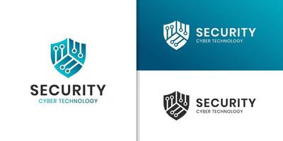 logotipo do escudo de defesa cibernética para design de segurança de dados da Internet vetor