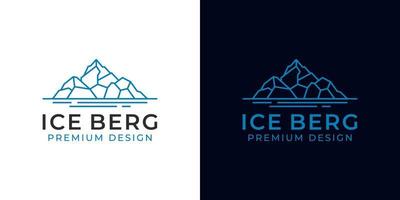 logotipo linear do iceberg da montanha. montanha de gelo flutuante de pico de gelo geométrico com estilo de arte de linha simples vetor
