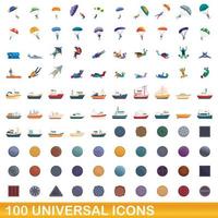 conjunto de 100 ícones universais, estilo cartoon vetor