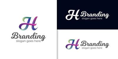 letra inicial jh design de logotipo vibrante colorido para seu símbolo de identidade de marca vetor