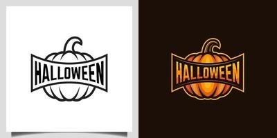 design de desenho animado de vetor de abóbora para vegetariano, evento de mercado de halloween precisa de design de logotipo de dia