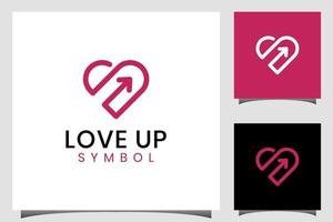 seta de amor para cima logotipo de linha simples, design de elemento de ícone de símbolo para dia dos namorados, romance, ícone de coração vetor