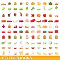 conjunto de 100 ícones de comida, estilo cartoon vetor