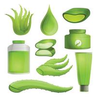 conjunto de ícones de aloe vera, estilo cartoon vetor