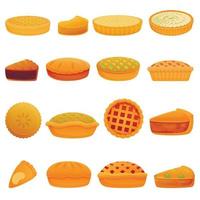 conjunto de ícones de torta de maçã, estilo cartoon