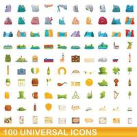 conjunto de 100 ícones universais, estilo cartoon vetor