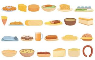 ícones da cozinha holandesa definir vetor dos desenhos animados. laticínios de queijo