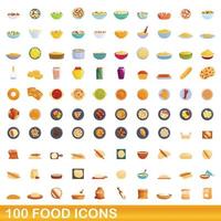 conjunto de 100 ícones de comida, estilo cartoon vetor