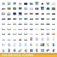 conjunto de 100 ícones de dispositivos, estilo cartoon vetor