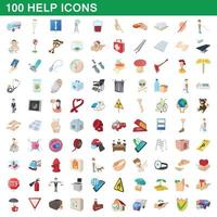 conjunto de 100 ícones de ajuda, estilo cartoon vetor