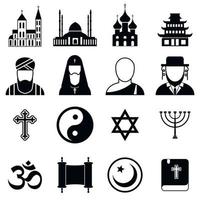 conjunto de ícones simples de religião vetor