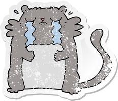 vinheta angustiada de um gato chorando de desenho animado vetor