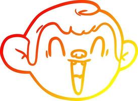 rosto de macaco de desenho de desenho de linha de gradiente quente vetor