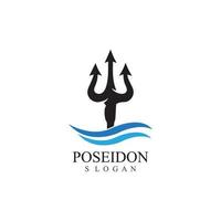 vetor de design tridente e modelo de ilustração de ícone poseidon