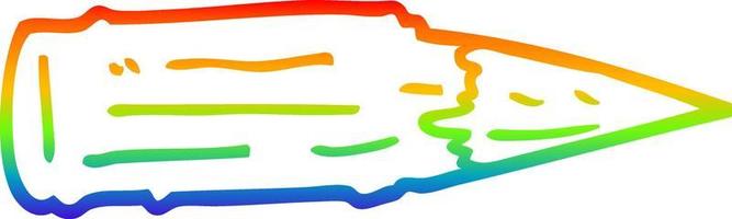 desenho de linha de gradiente de arco-íris estaca de madeira de desenho animado vetor