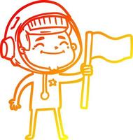 linha de gradiente quente desenhando astronauta de desenho animado feliz vetor