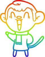 desenho de linha de gradiente de arco-íris desenho animado macaco rindo vetor
