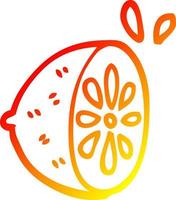 desenho de linha de gradiente quente desenho animado fruta de limão vetor