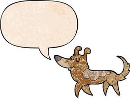 cão de desenho animado e bolha de fala no estilo de textura retrô vetor