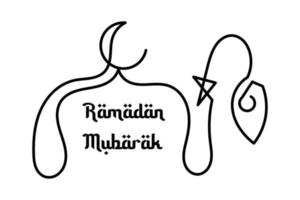 fundo de arte de linha agradável com escrita de ramadan mubarak vetor