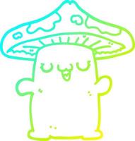 desenho de linha de gradiente frio criatura de cogumelo de desenho animado vetor