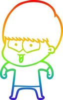 desenho de linha gradiente arco-íris desenho animado menino feliz vetor