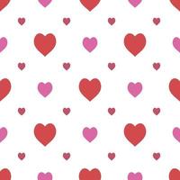 padrão sem costura em elegantes corações rosa vermelhos e brilhantes sobre fundo branco para tecido, têxtil, roupas, toalha de mesa e outras coisas. imagem vetorial. vetor